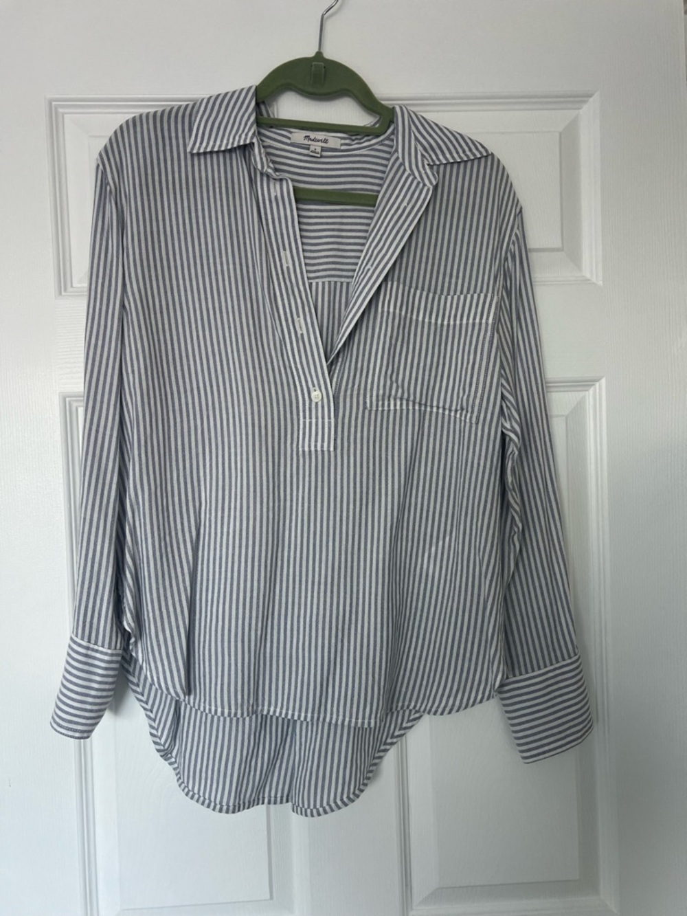 Madewell Drapey Long-Sleeve Popover Shirt in Stripe